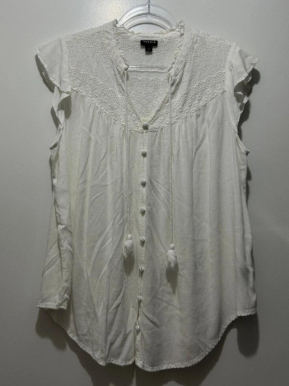 Torrid Women's Embroidered White Eyelet Boho Peasant Blouse Top Plus Size 1